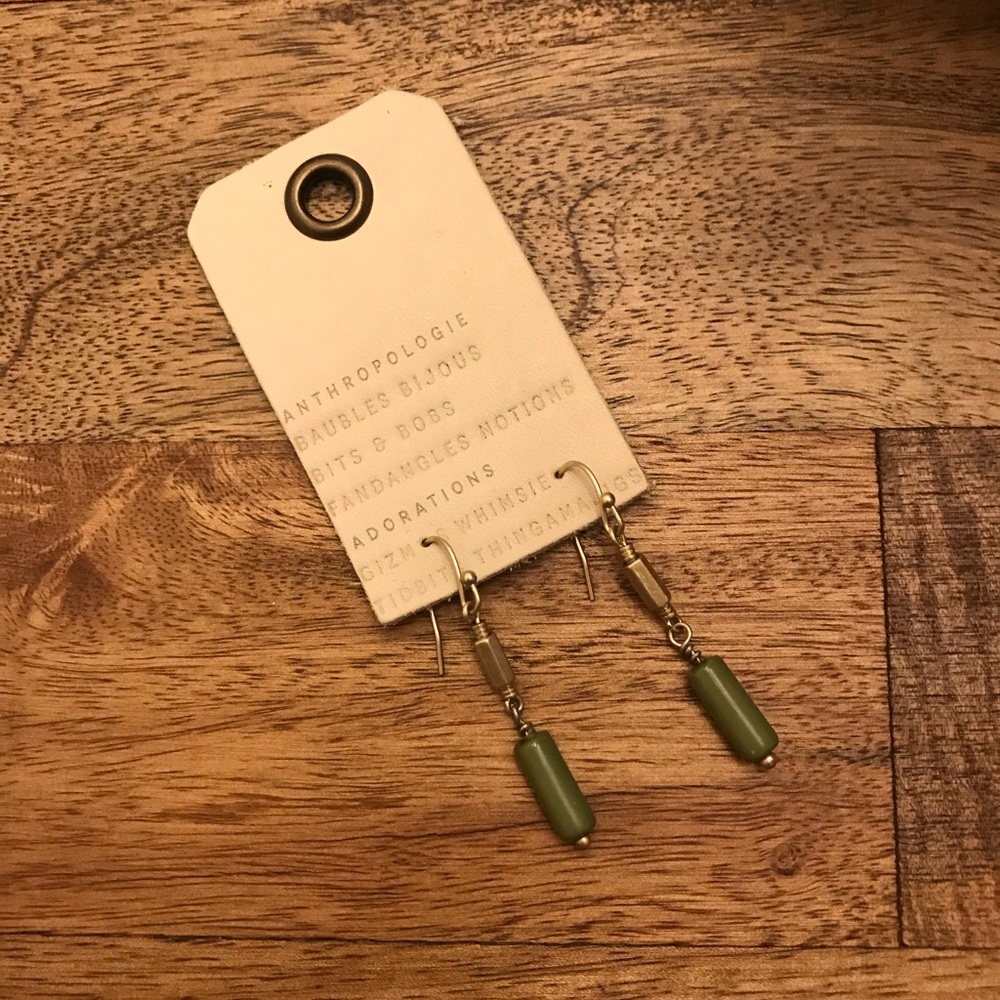 Green drop earrings